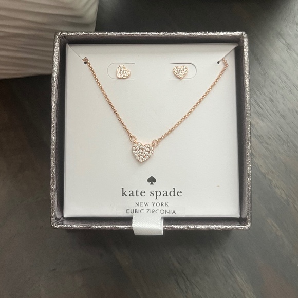 kate spade Jewelry - KATE SPADE Yours Truly Pave Studs And Mini Pendant Set Boxed NWT